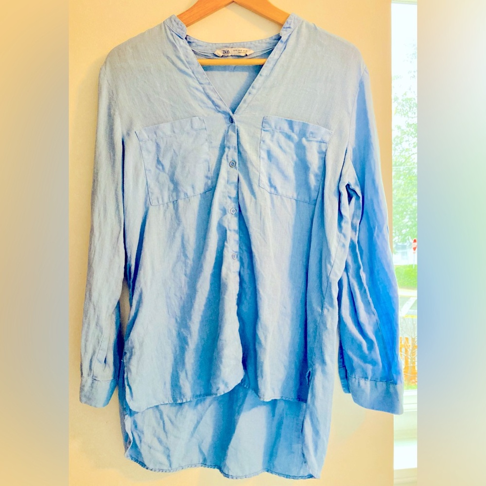 Zara blouse, 100% linen, size S, like new!